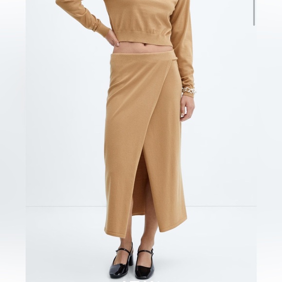 Mango Dresses & Skirts - Mango Asymmetrical Camel Skirt